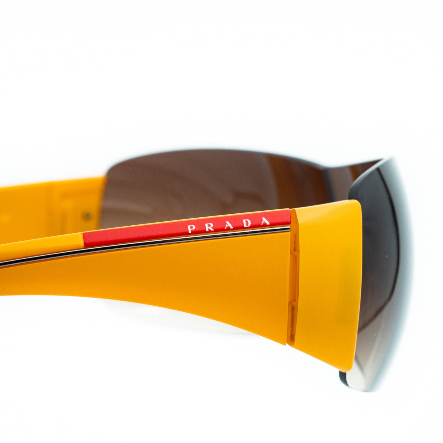 PRADA SPS02L Shield Mask Oversized Yellow Sunglasses Vintage
