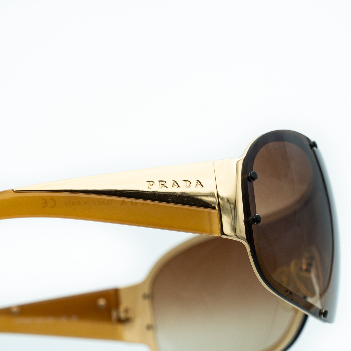 PRADA SPR63H Gold Shield Mask Sunglasses Vintage