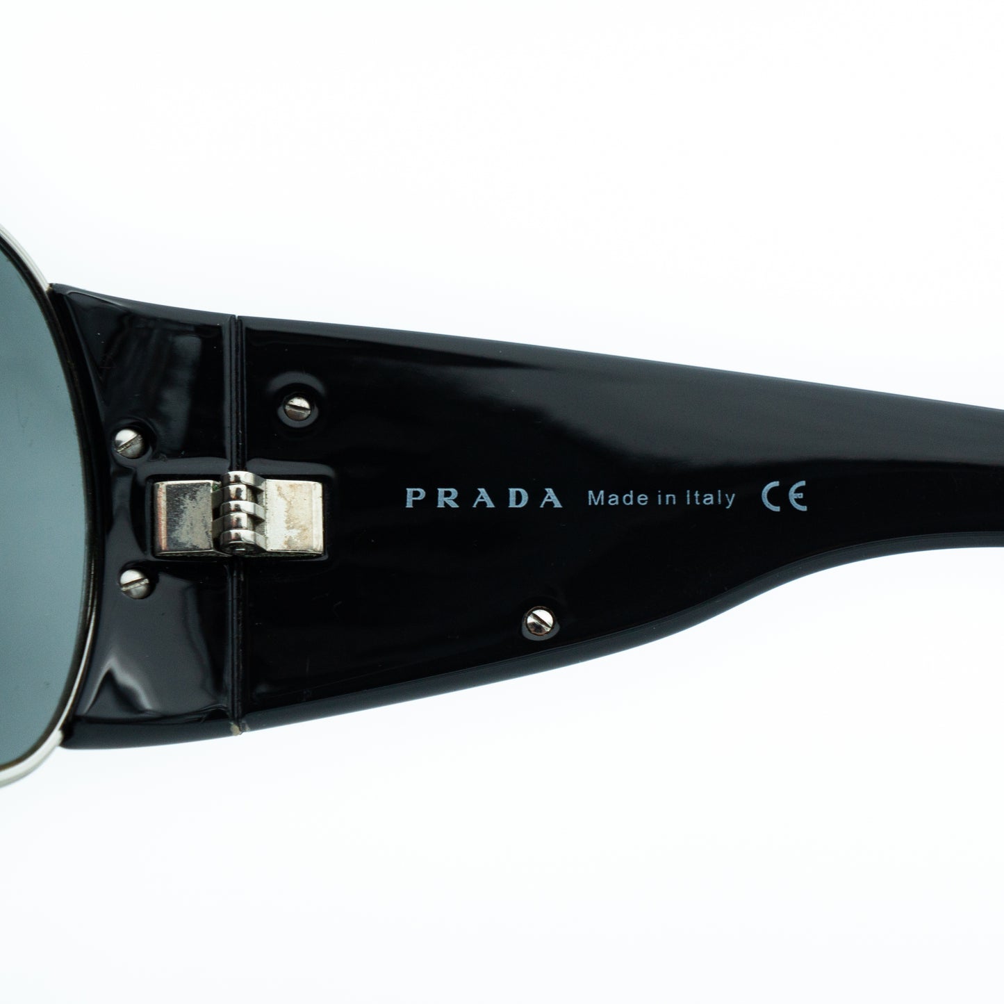 PRADA SPR 58I Black Shield Mask Oversized Sunglasses Vintage