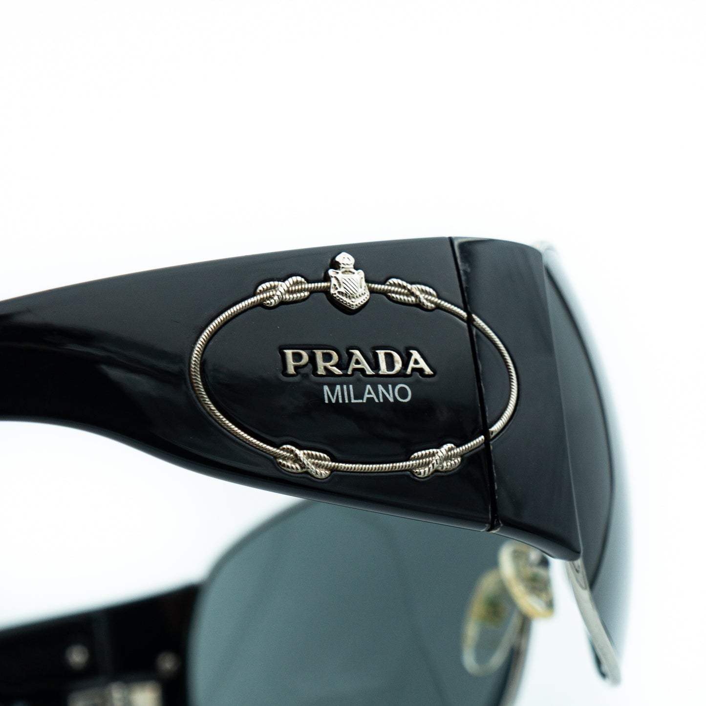 PRADA SPR 58I Black Shield Mask Oversized Sunglasses Vintage