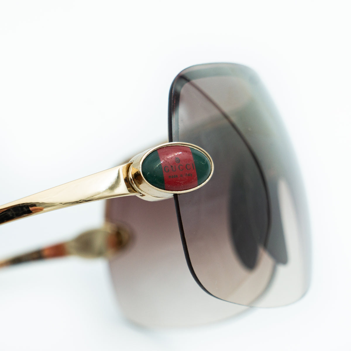 GUCCI GG 1854/S Gold Shield Rimless Mask Sunglasses Vintage