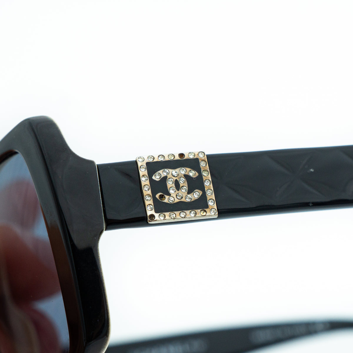 CHANEL 3063-B Crystal Logo Black Women Sunglasses Vintage