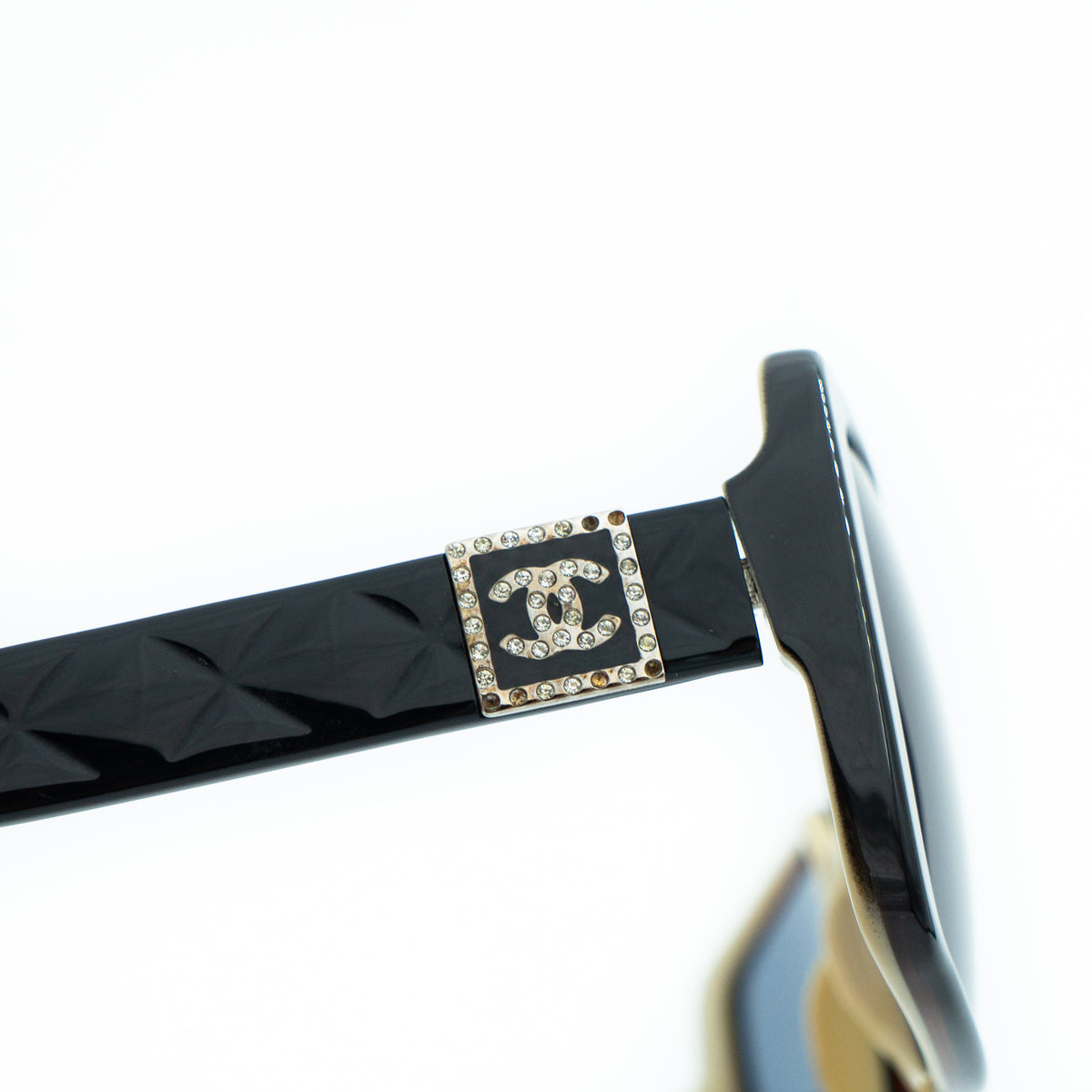 CHANEL 3063-B Crystal Logo Black Women Sunglasses Vintage