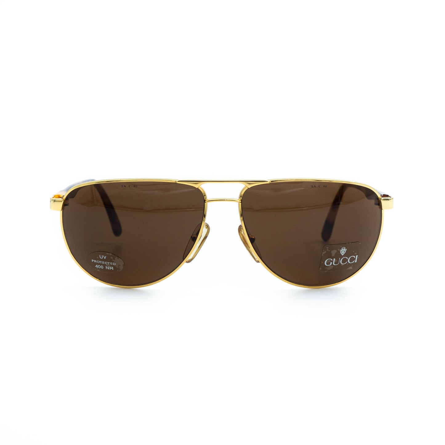 GUCCI GG 1232/S Brown Gold Aviator Sunglasses Vintage