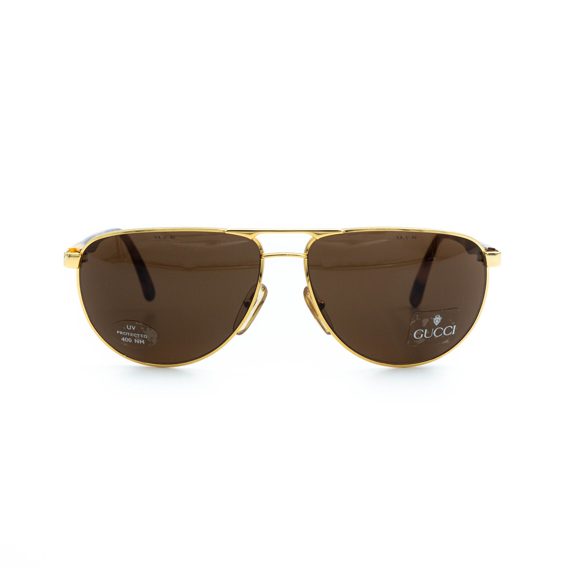 GUCCI GG 1232/S Brown Gold Aviator Sunglasses Vintage