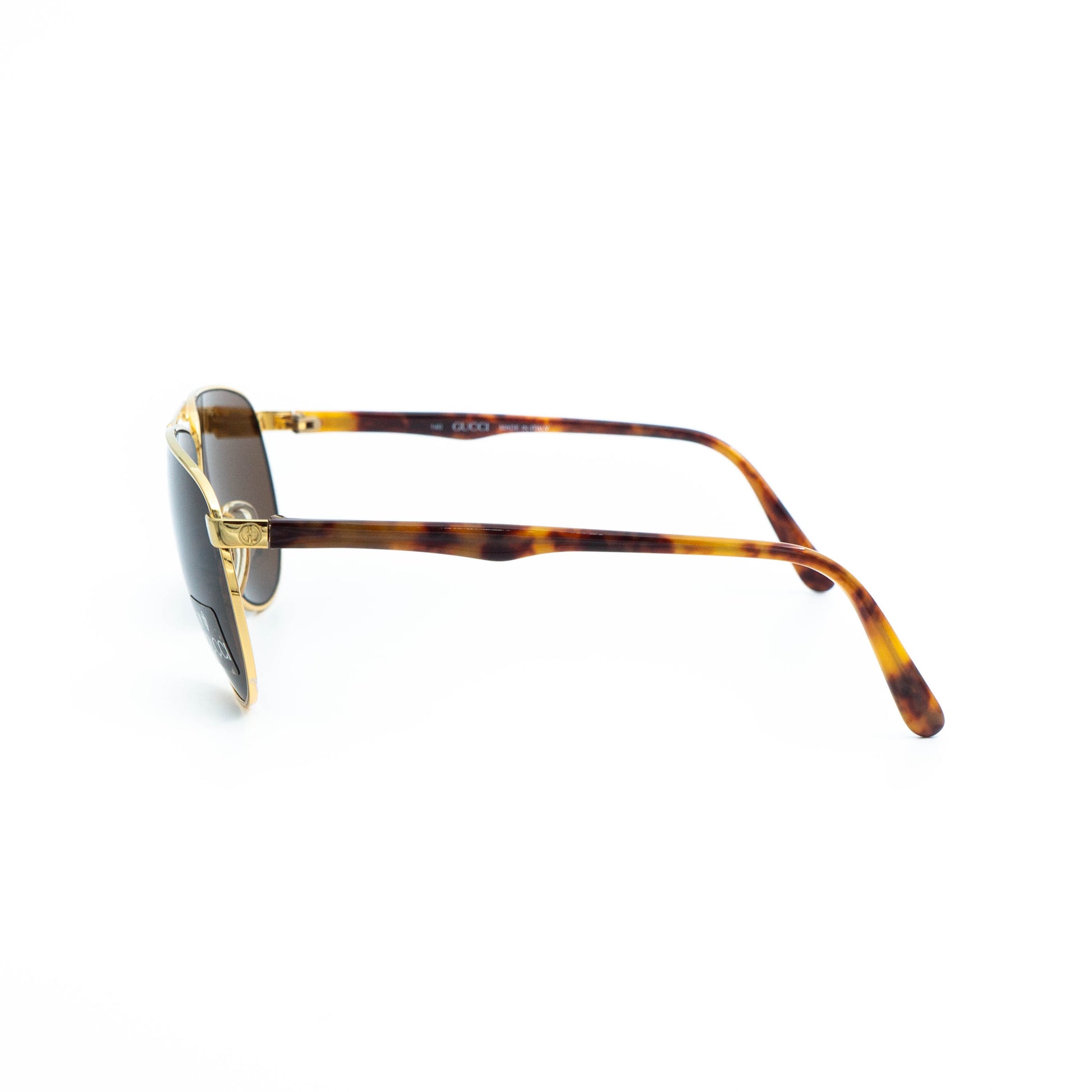 GUCCI GG 1232/S Brown Gold Aviator Sunglasses Vintage