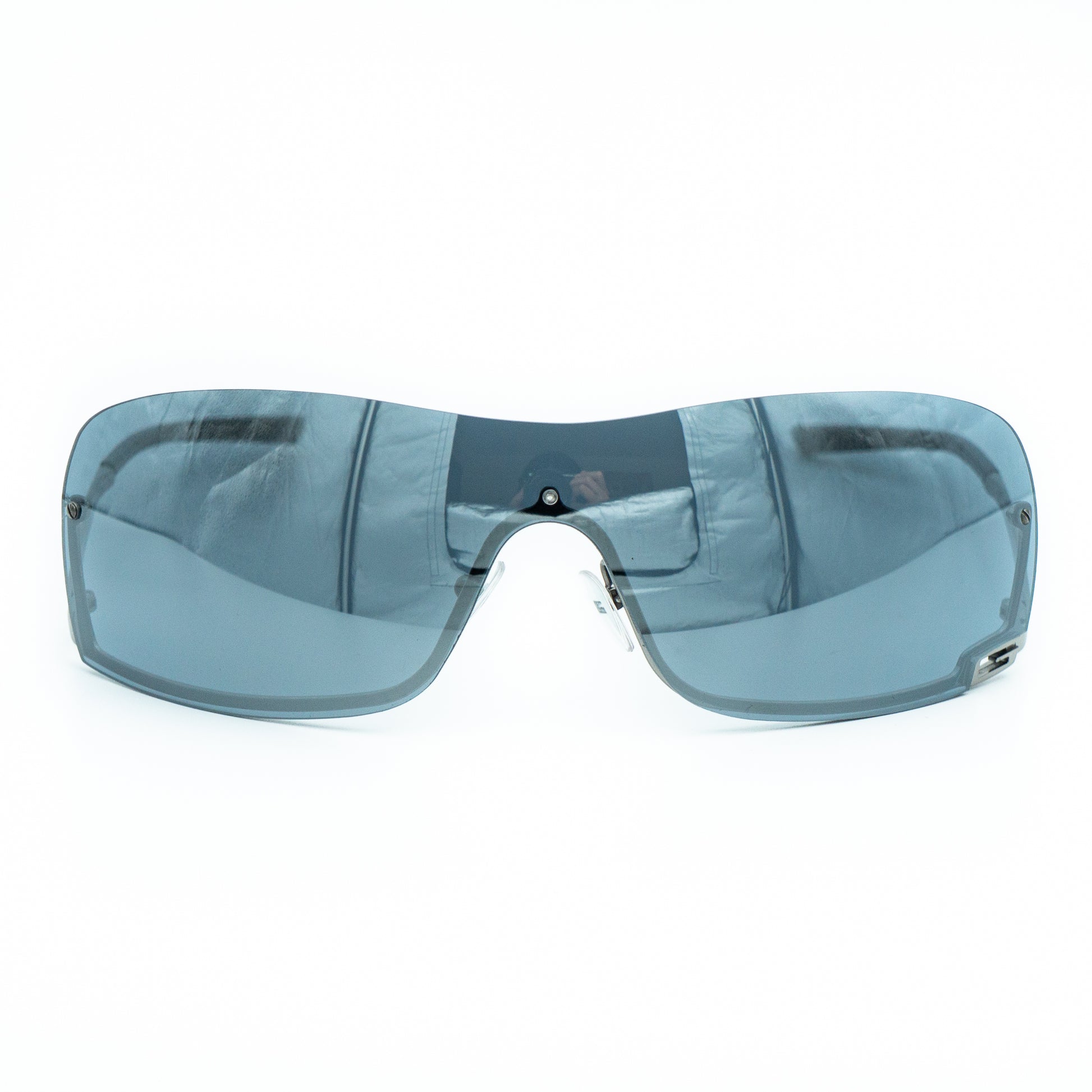GUCCI GG 1690/S Silver Shield Rimless Sunglasses Vintage