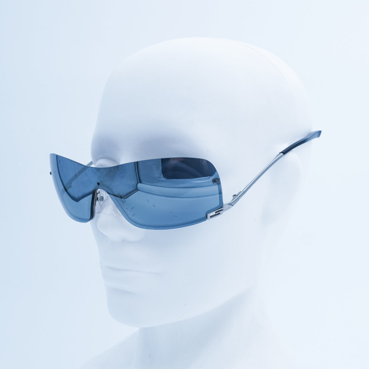 GUCCI GG 1690 Silver Shield Rimless Sunglasses Vintage