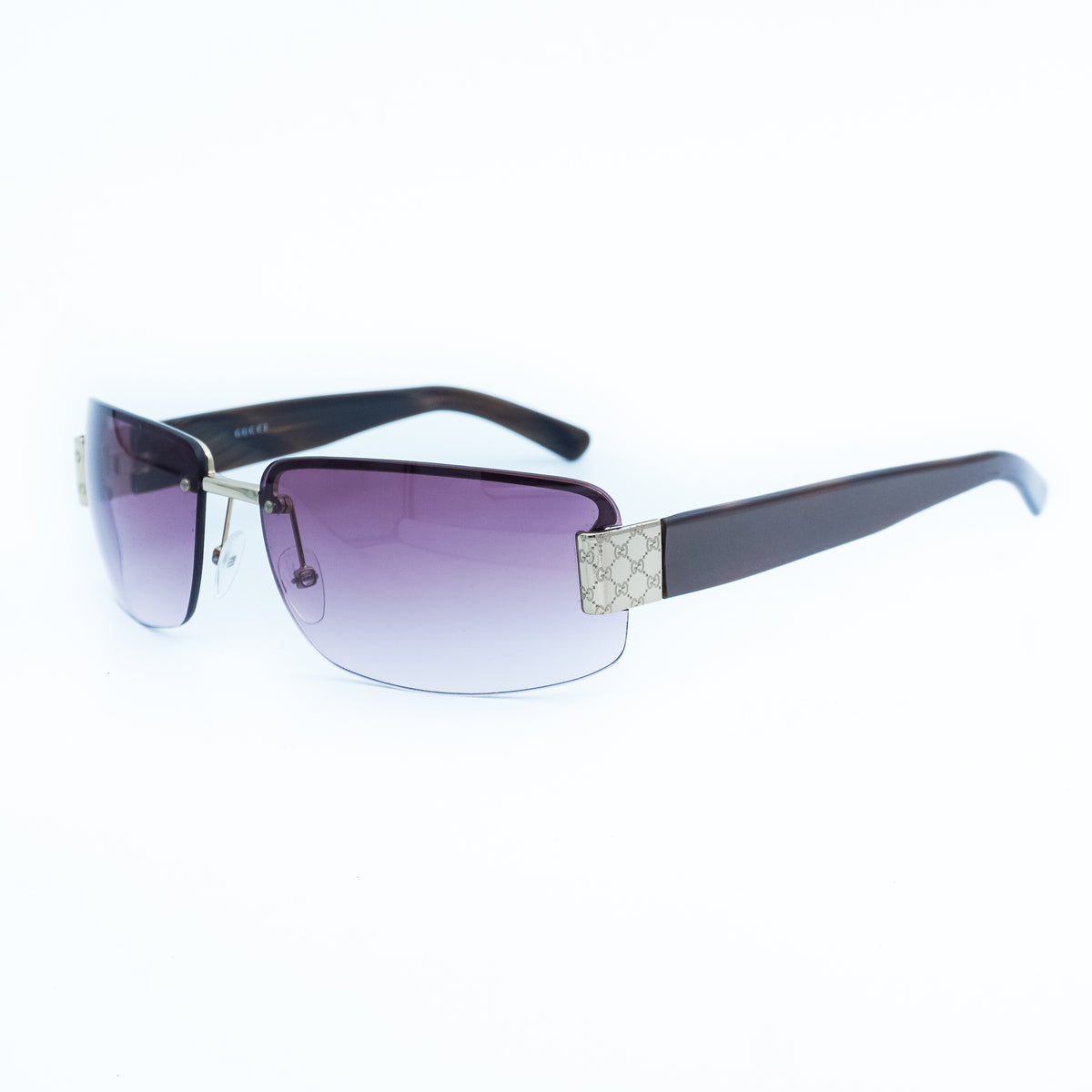 GUCCI GG 1797 Brown Gold Rimless Sunglasses Vintage