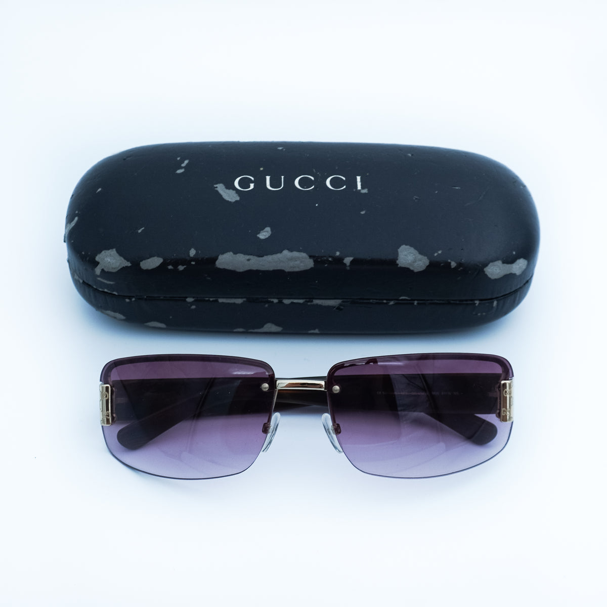 GUCCI GG 1797 Brown Gold Rimless Sunglasses Vintage