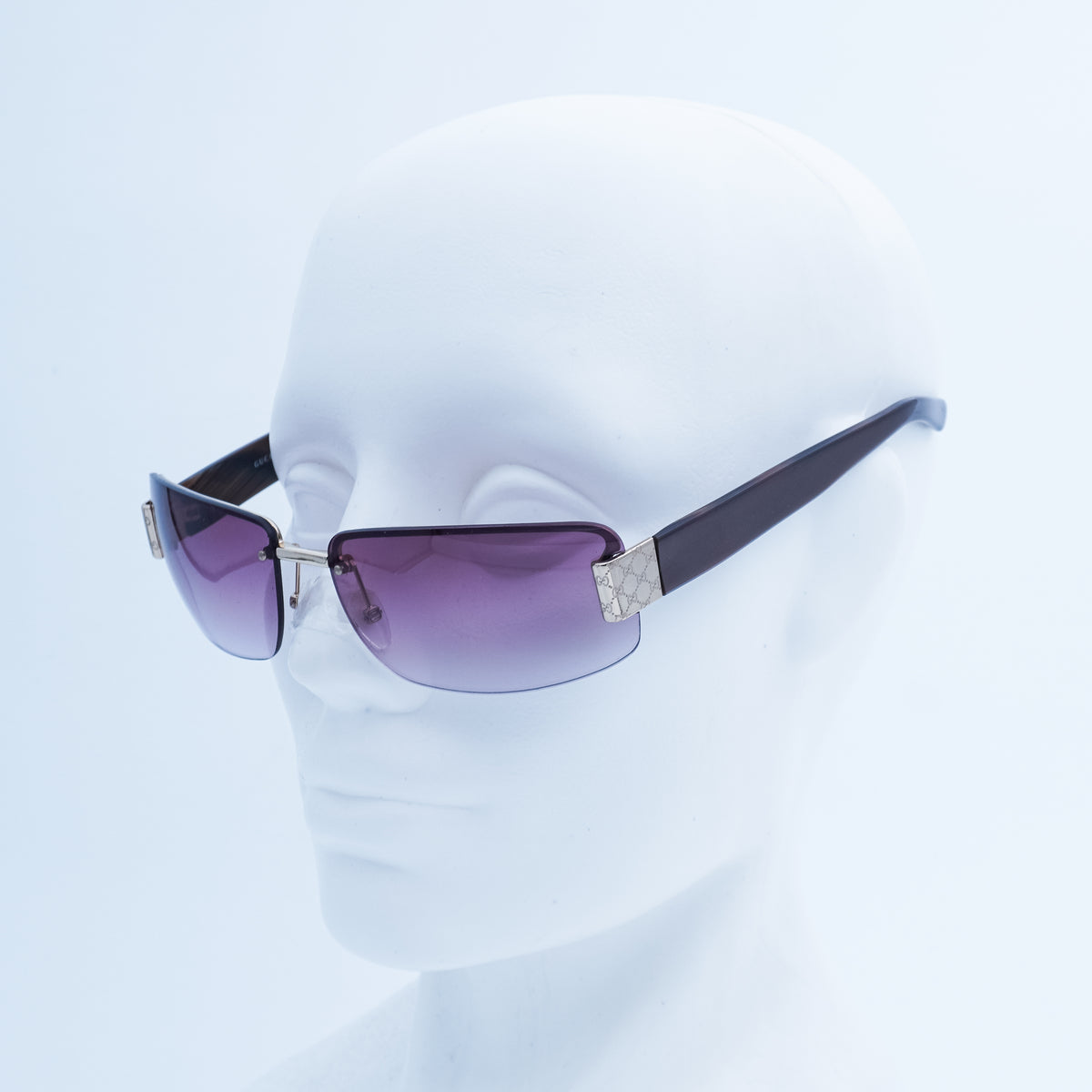 GUCCI GG 1797 Brown Gold Rimless Sunglasses Vintage
