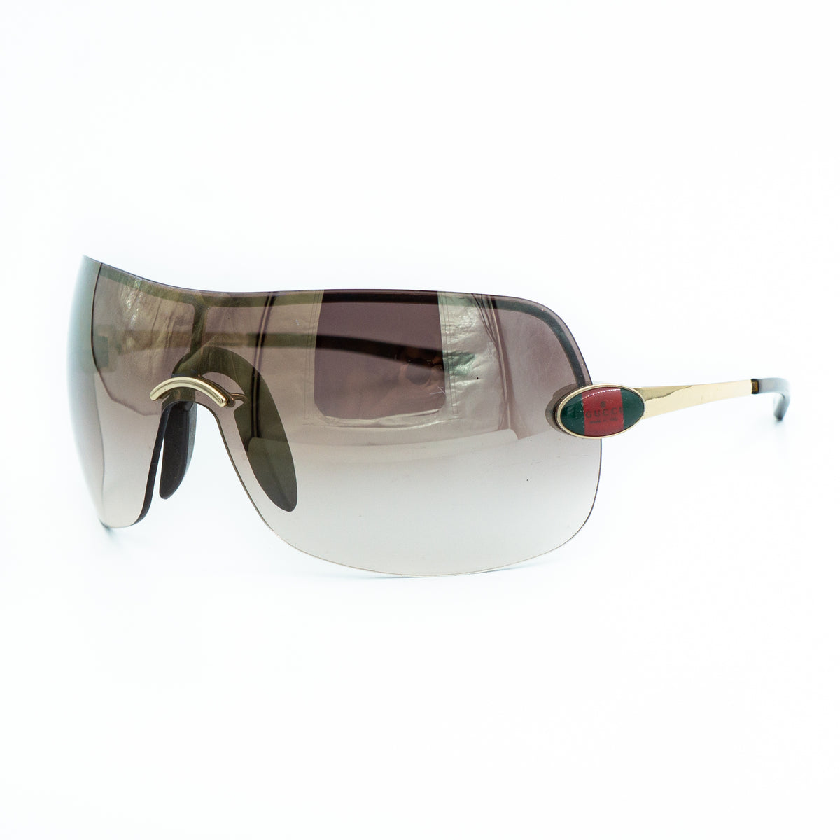 GUCCI GG 1854/S Gold Shield Rimless Mask Sunglasses Vintage