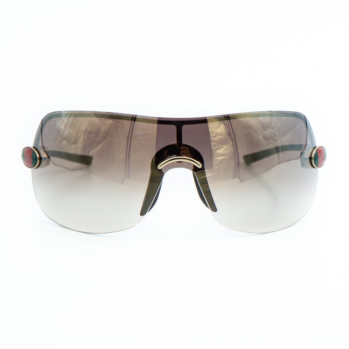 GUCCI GG 1854/S Gold Shield Rimless Mask Sunglasses Vintage