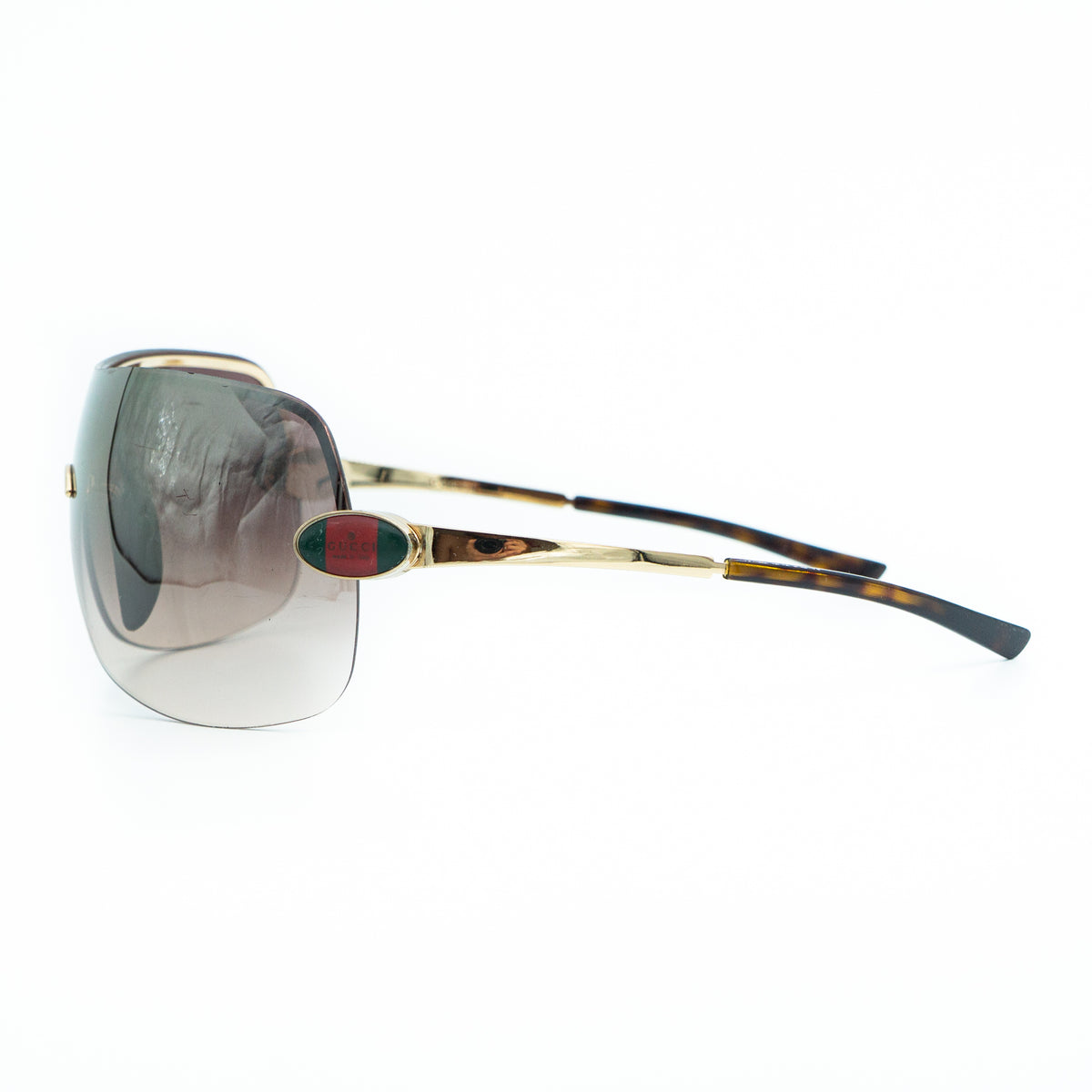 GUCCI GG 1854/S Gold Shield Rimless Mask Sunglasses Vintage