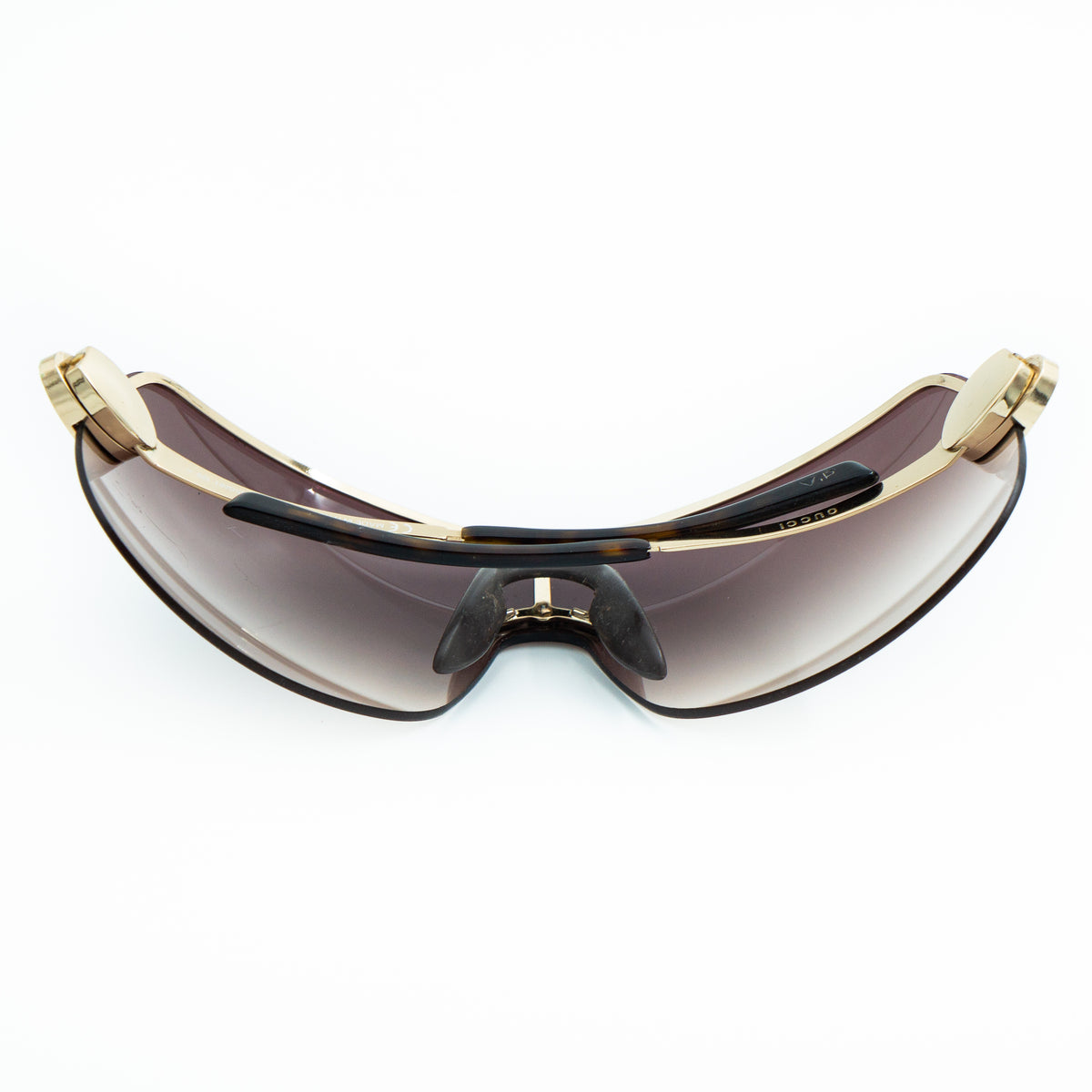 GUCCI GG 1854/S Gold Shield Rimless Mask Sunglasses Vintage