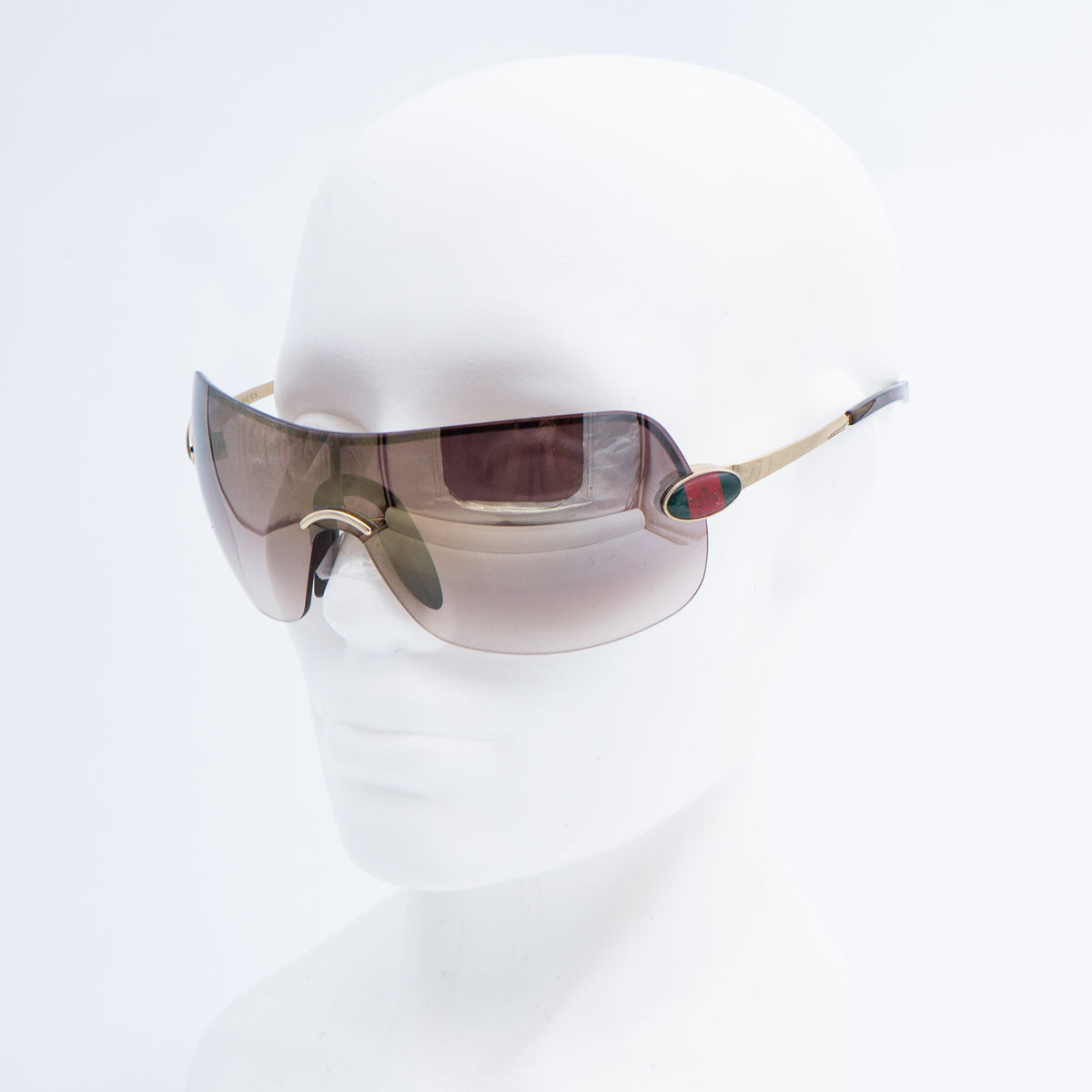 GUCCI GG 1854/S Gold Shield Rimless Mask Sunglasses Vintage
