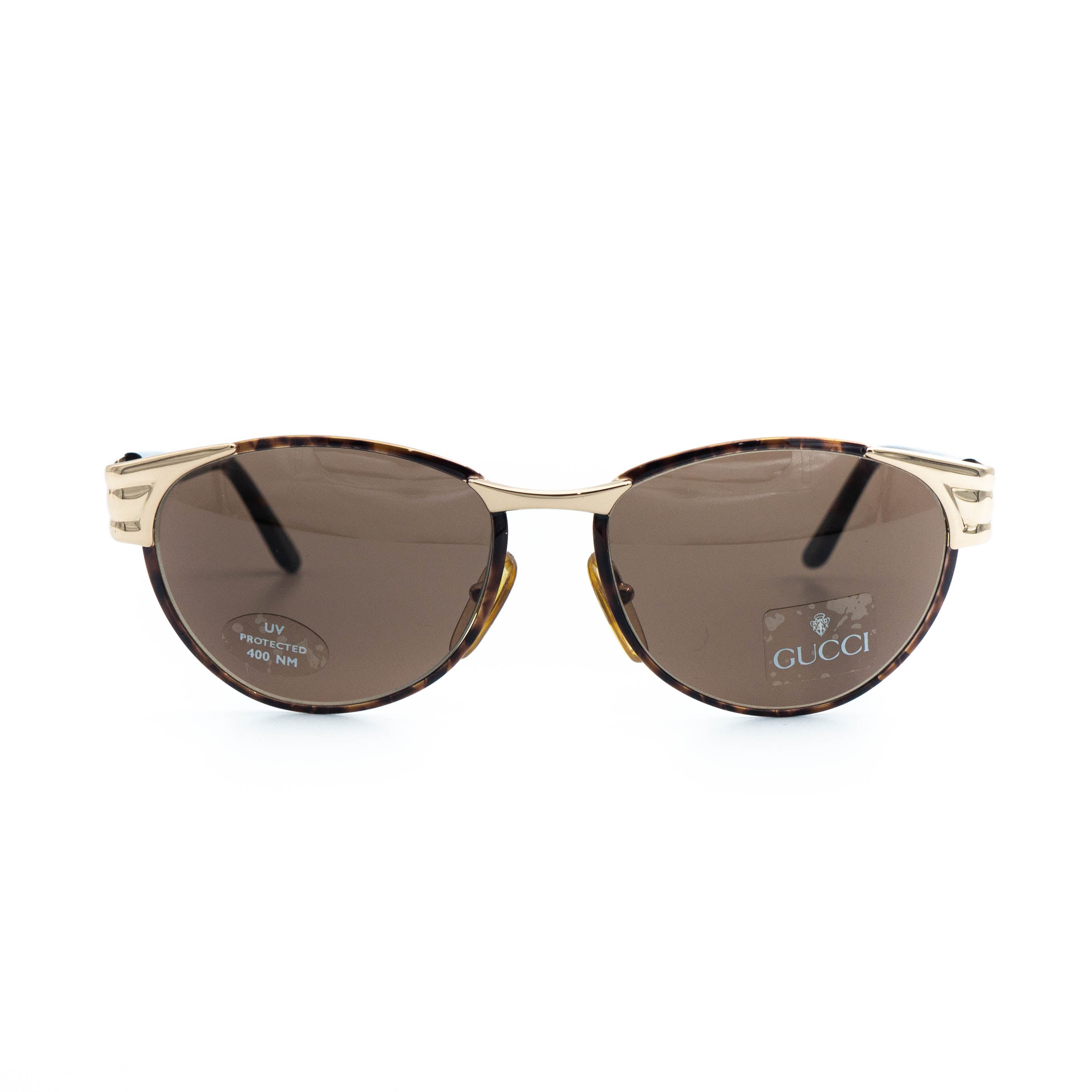 GUCCI GG 2360/S Brown Gold Oval Sunglasses Vintage – LAVINTA