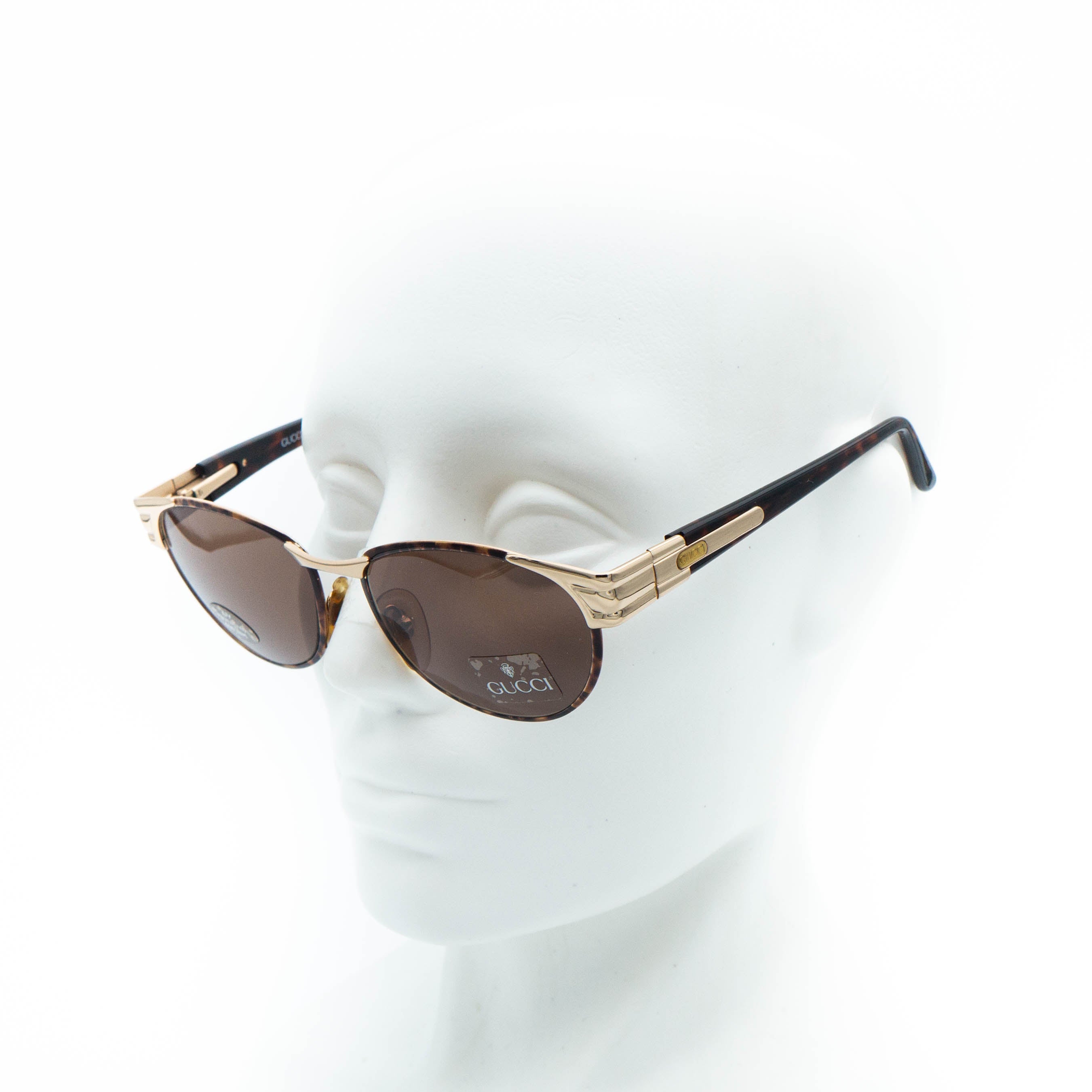 GUCCI GG 2360/S Brown Gold Oval Sunglasses Vintage – LAVINTA