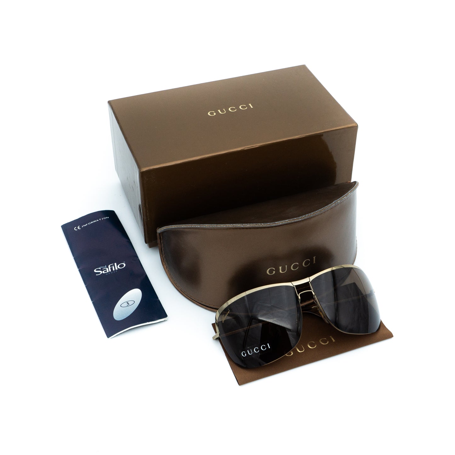 GUCCI GG 2795/S Gold Brown Metal Oversized Sunglasses Vintage