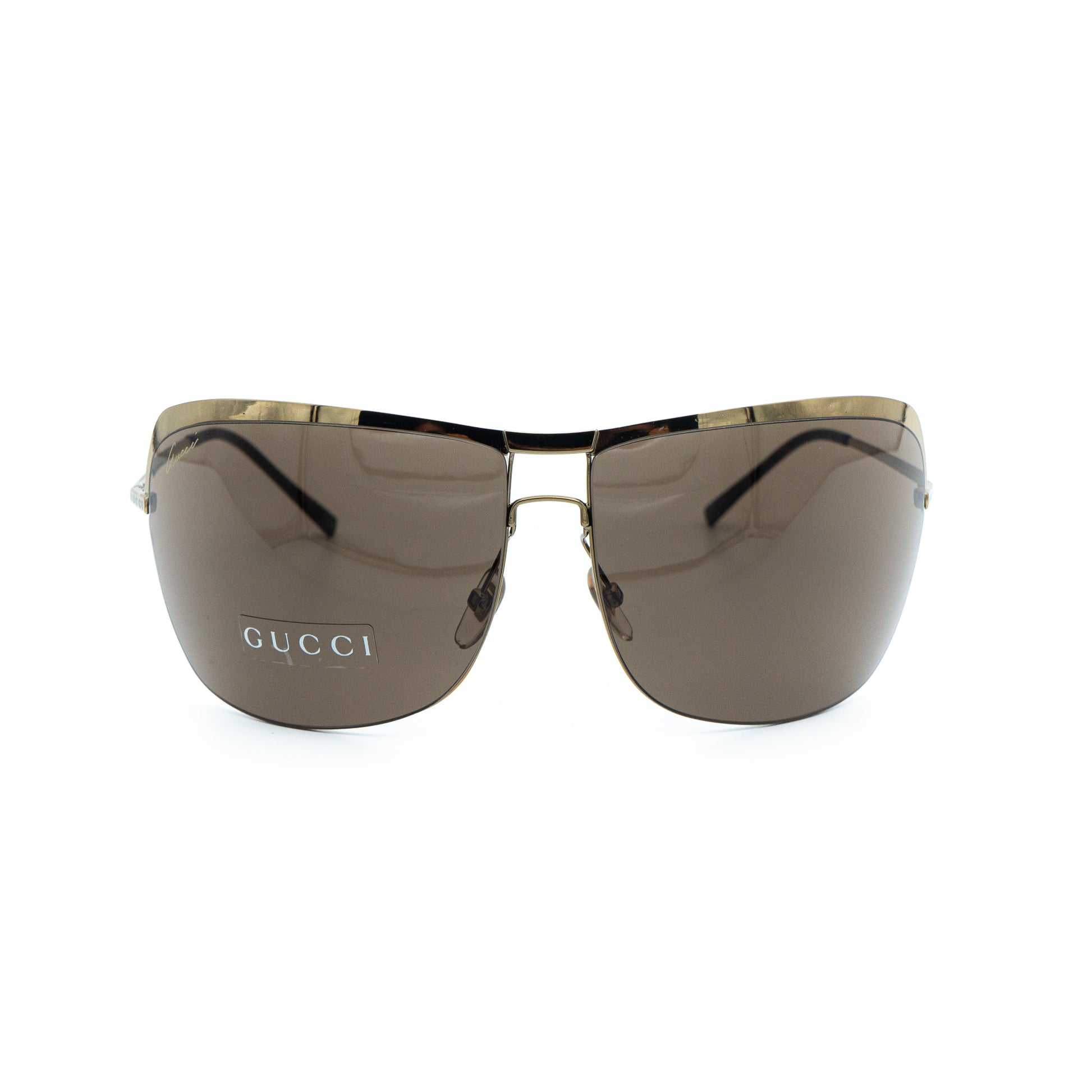 GUCCI GG 2795/S Gold Brown Metal Oversized Sunglasses Vintage
