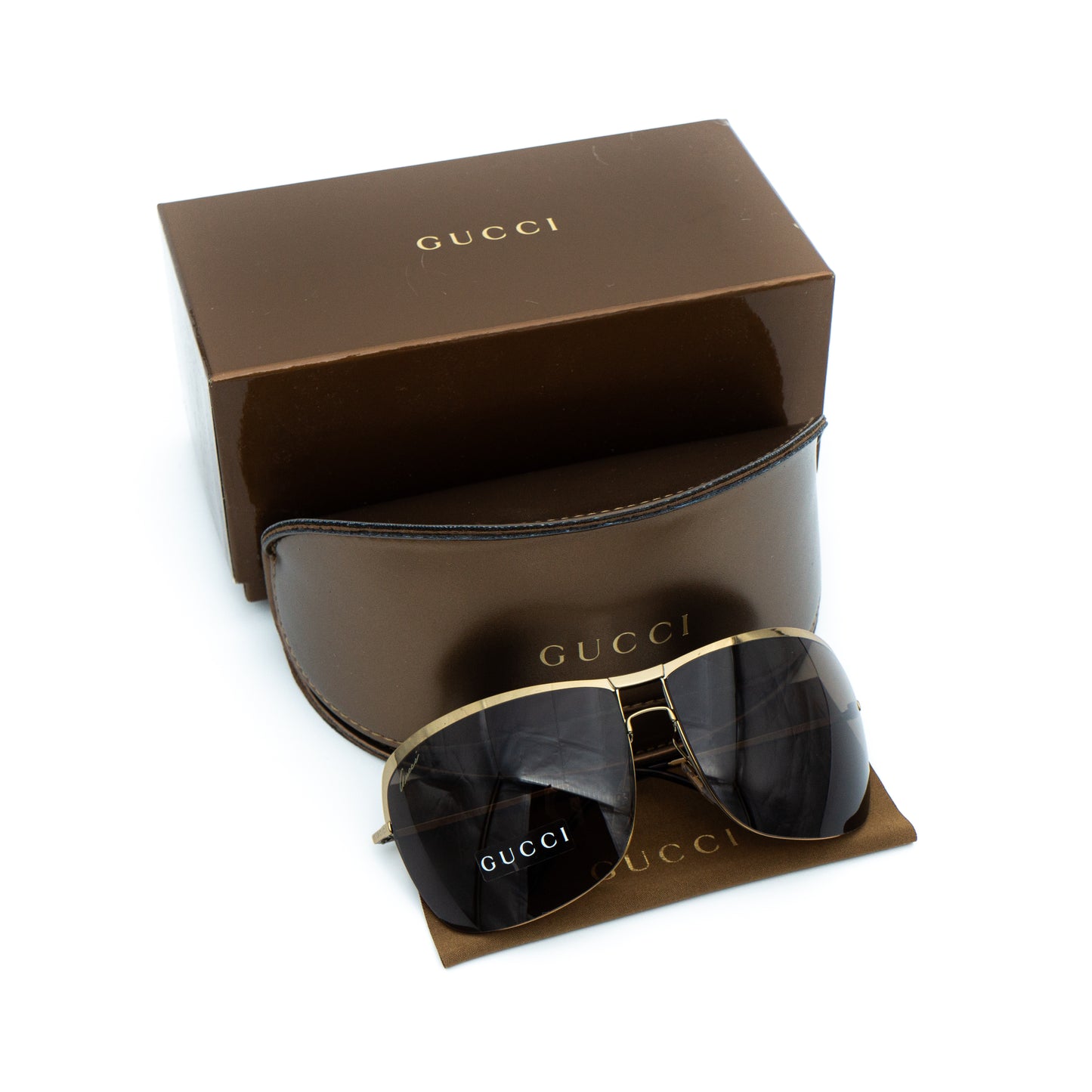 GUCCI GG 2795/S Gold Brown Metal Oversized Sunglasses Vintage