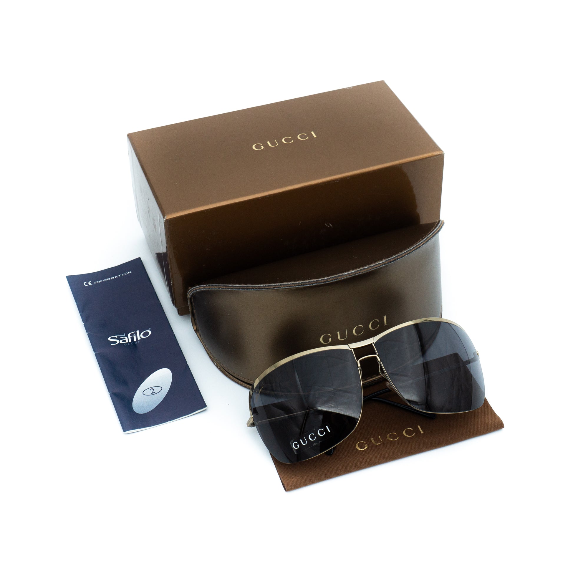 GUCCI GG 2795/S Gold Metal Oversized Sunglasses Vintage
