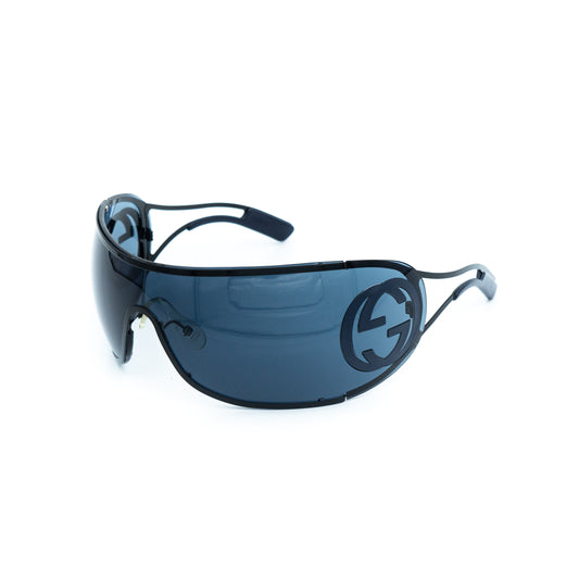 GUCCI GG 2799/S Black Blue Wrap Shield Mask Sunglasses Vintage