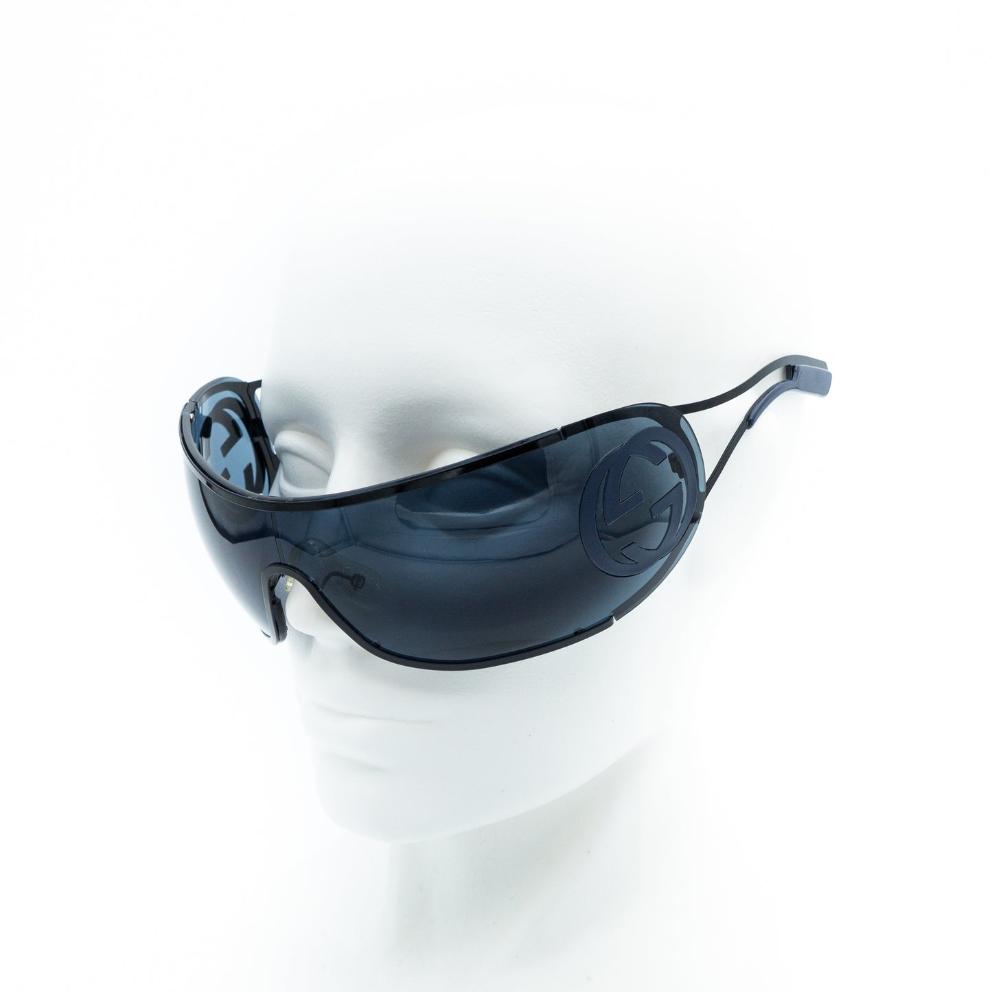 GUCCI GG 2799/S Black Blue Wrap Shield Mask Sunglasses Vintage