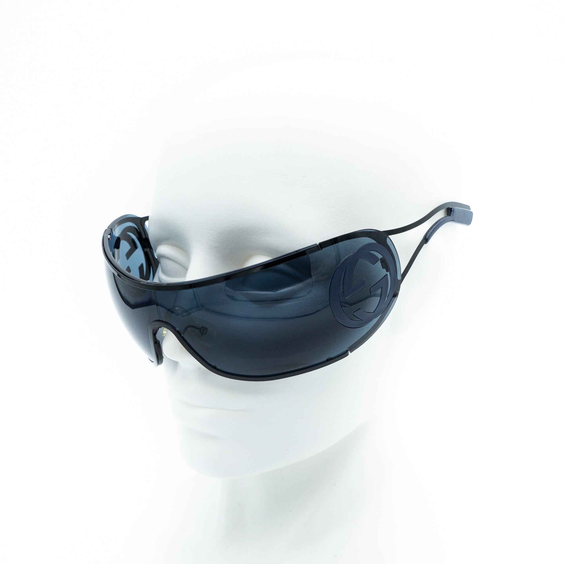 GUCCI GG 2799/S Black Blue Wrap Shield Mask Sunglasses Vintage