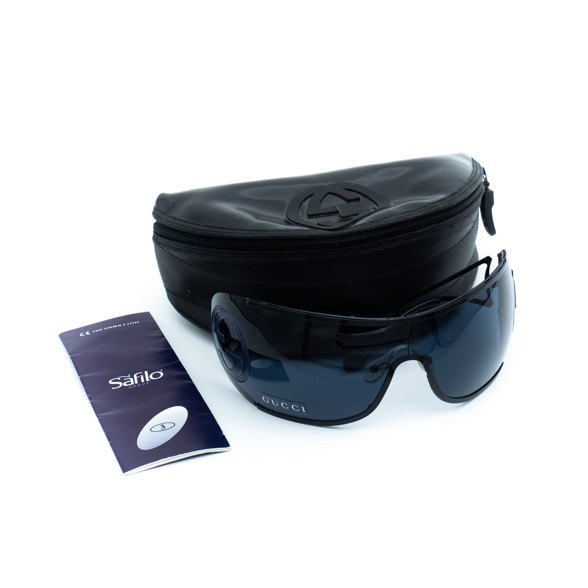 GUCCI GG 2799/S Black Blue Wrap Shield Mask Sunglasses Vintage