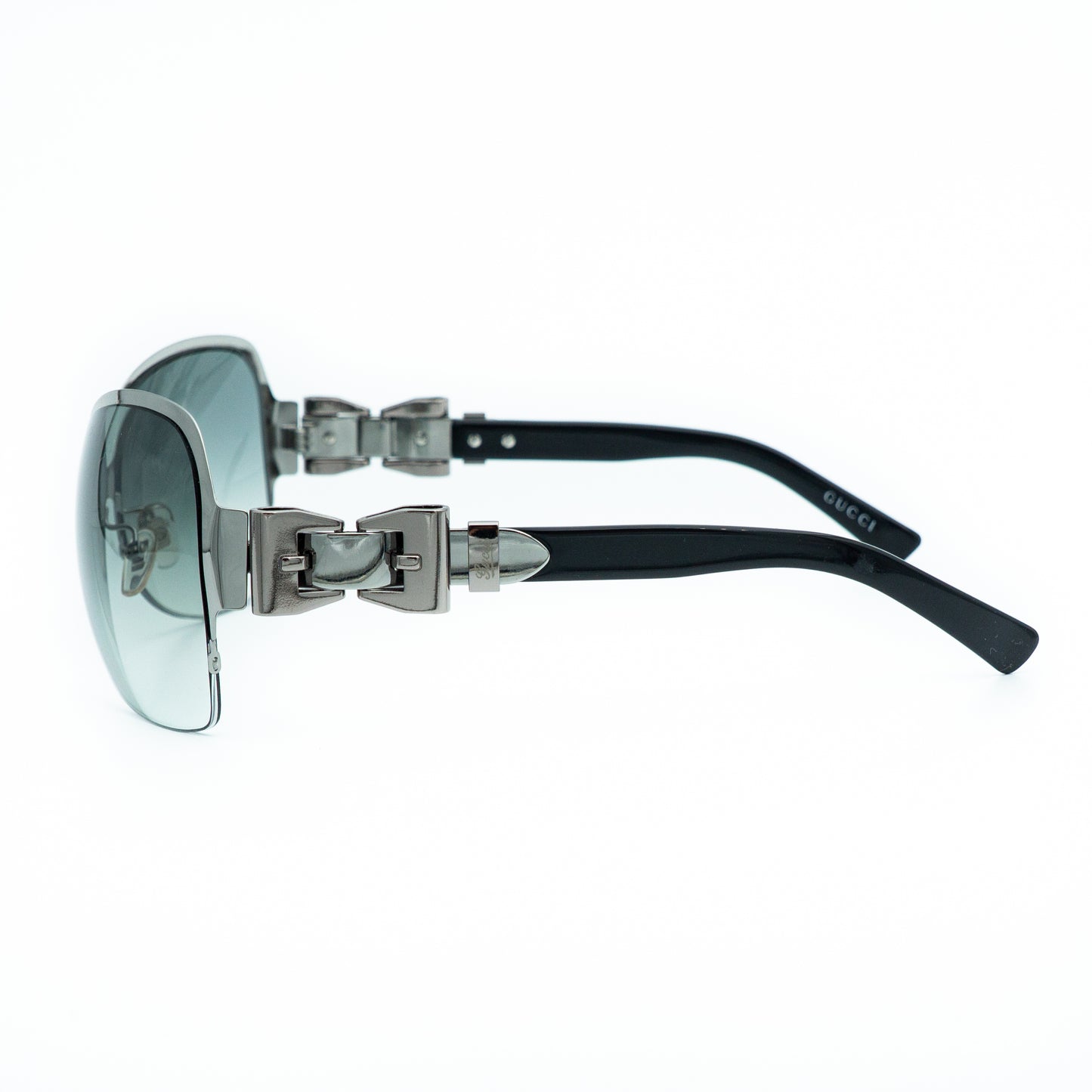 GUCCI GG 2821/F/S Black Silver Oversized Sunglasses Vintage