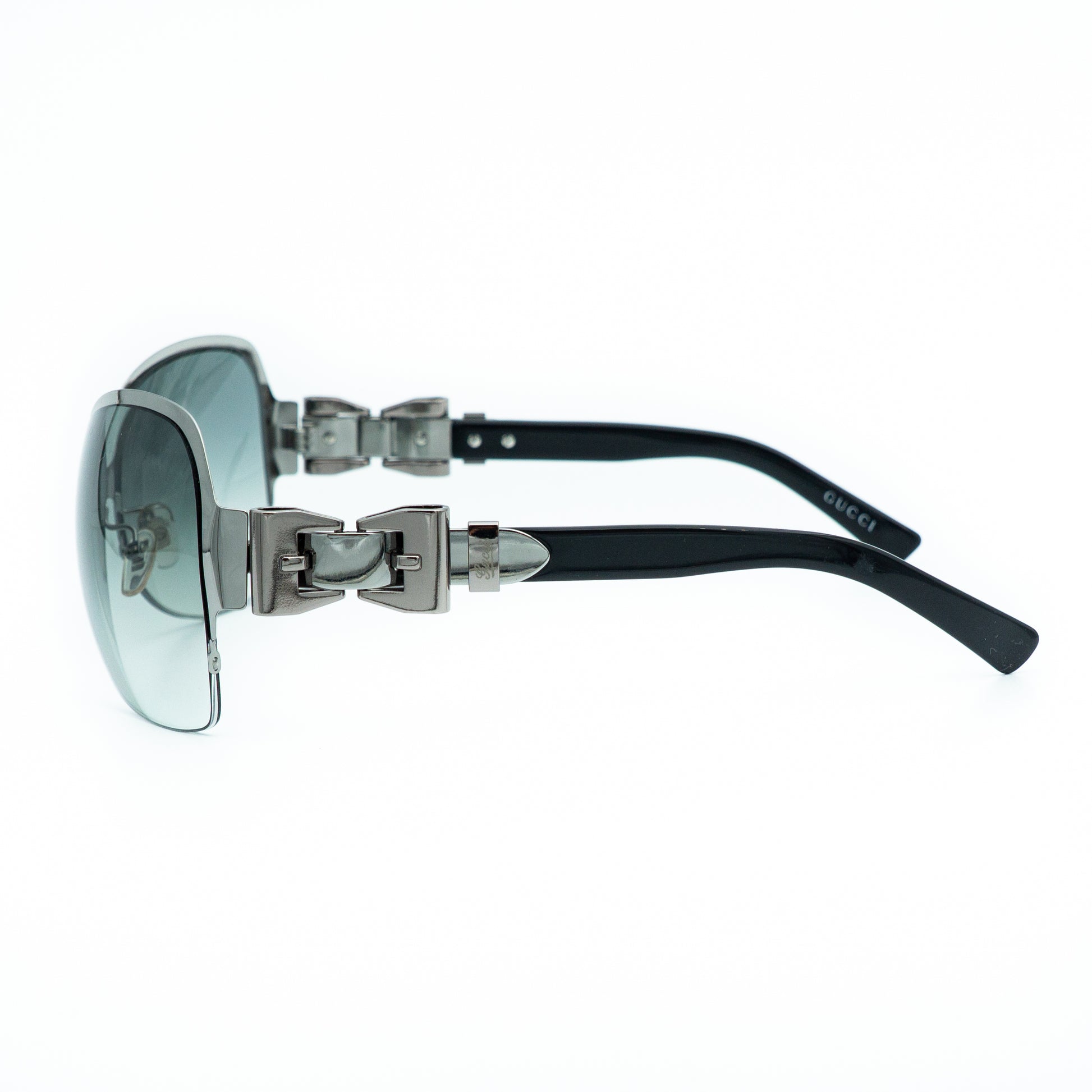 GUCCI GG 2821/F/S Black Silver Oversized Sunglasses Vintage