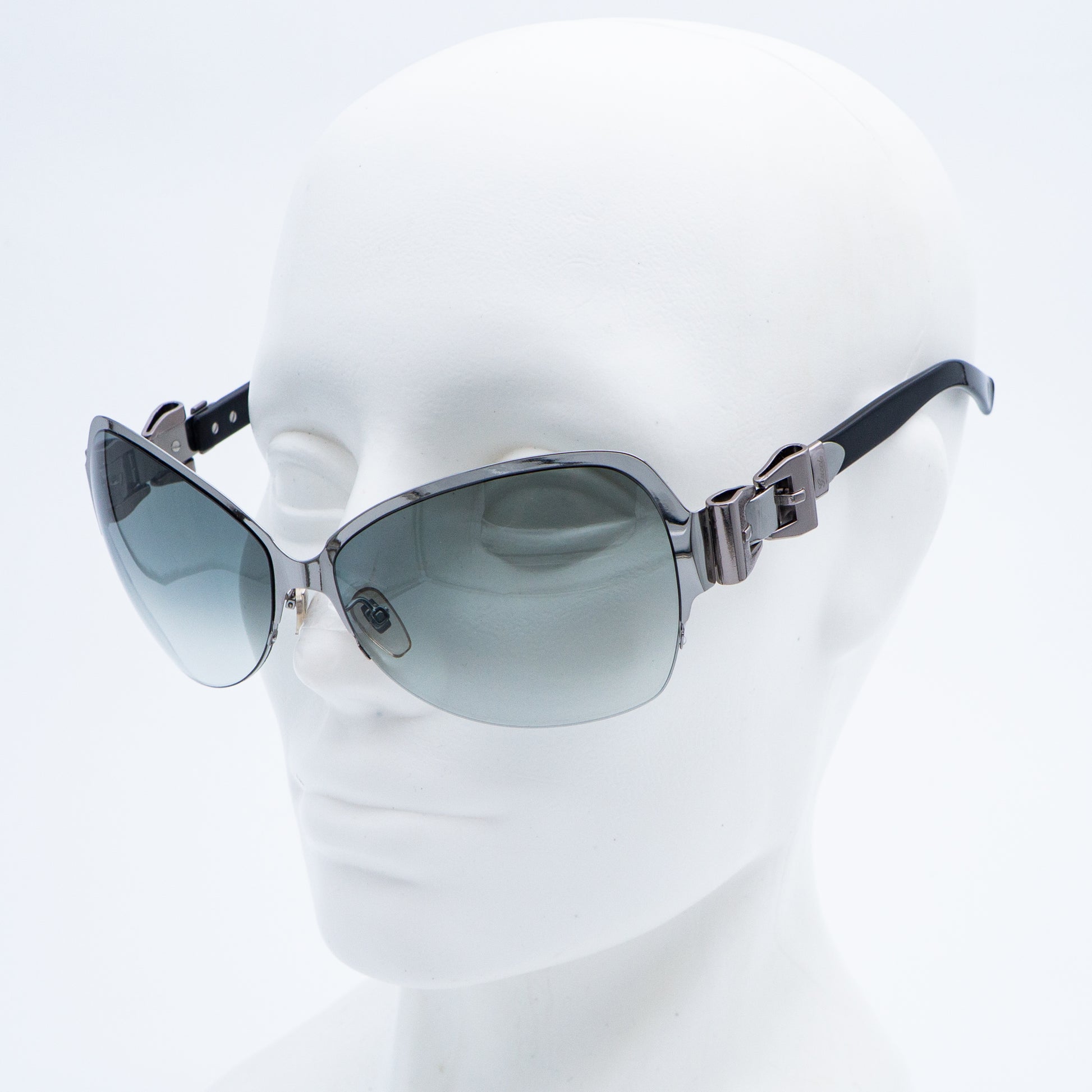 GUCCI GG 2821/F/S Black Silver Oversized Sunglasses Vintage