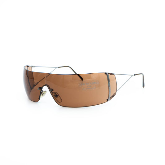 Giorgio Armani 1535 Shield Rimless Brown Sunglasses Vintage