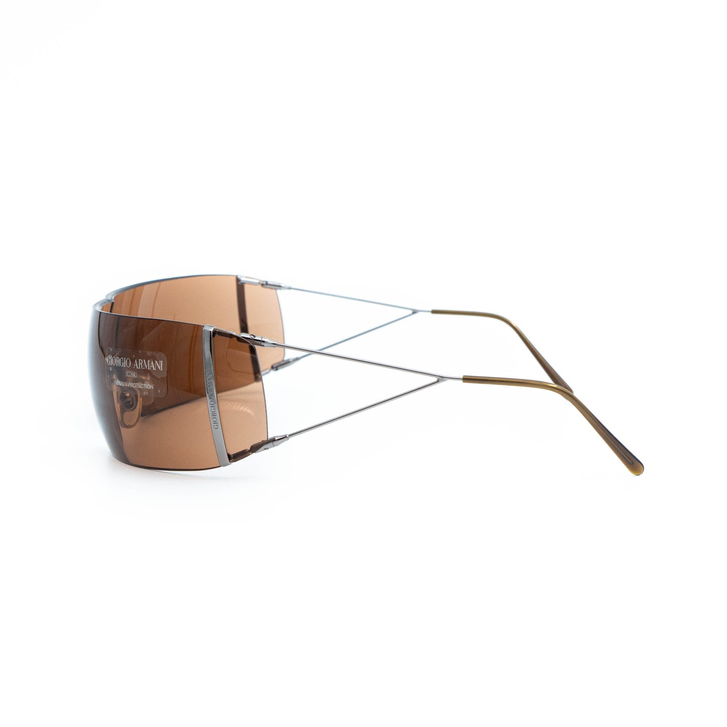 Giorgio Armani 1535 Shield Rimless Brown Sunglasses Vintage