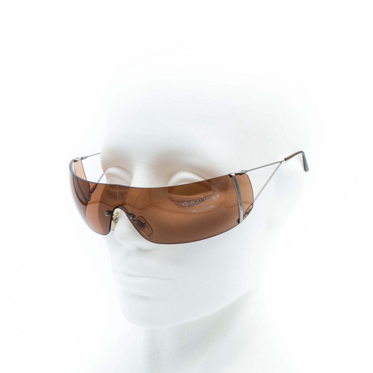 Giorgio Armani 1535 Shield Rimless Brown Sunglasses Vintage