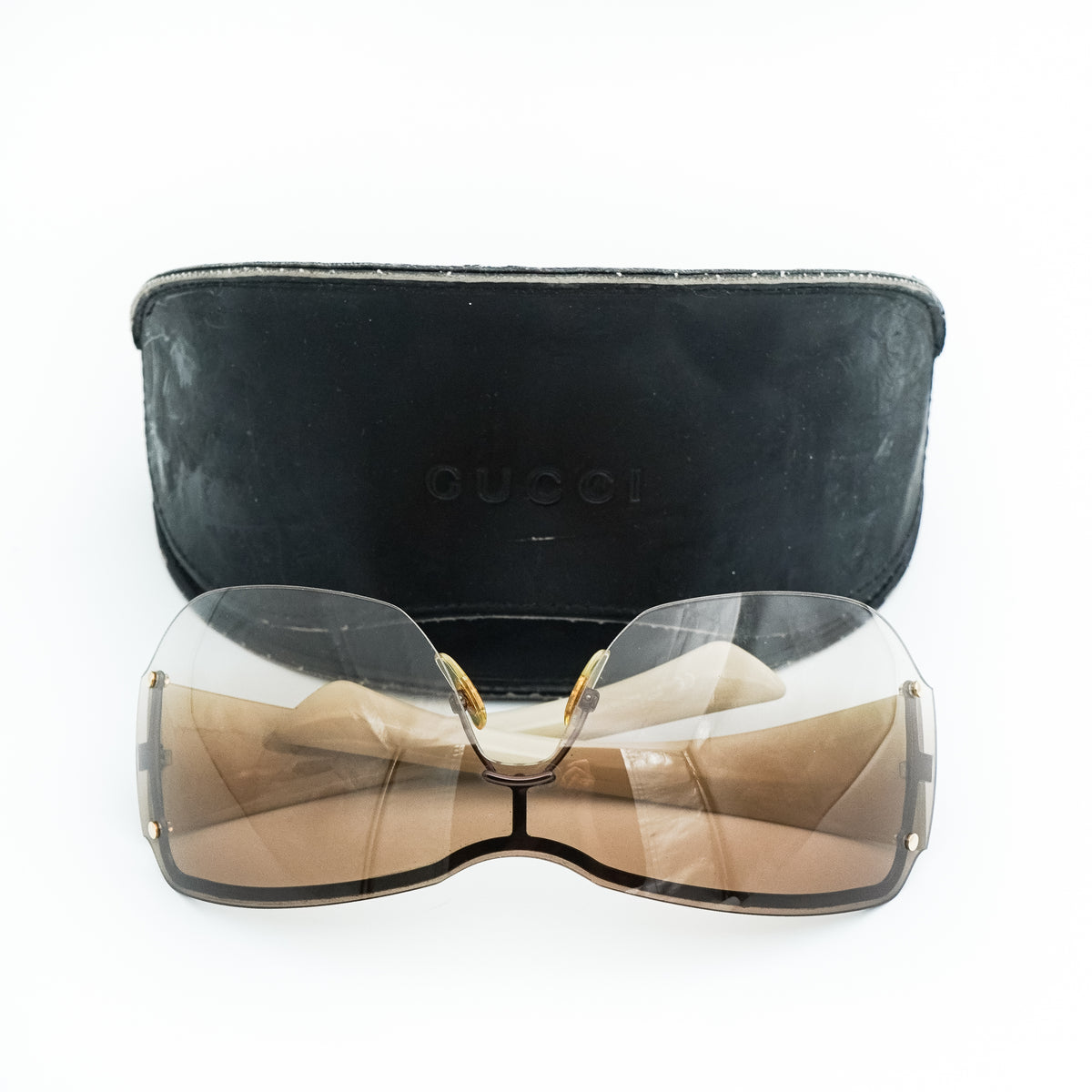 Gucci GG 1825 Beige Shield Mask Sunglasses Vintage