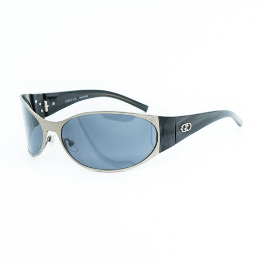 Gucci GG 2699 Titanium Black Silver Oval Sunglasses Vintage