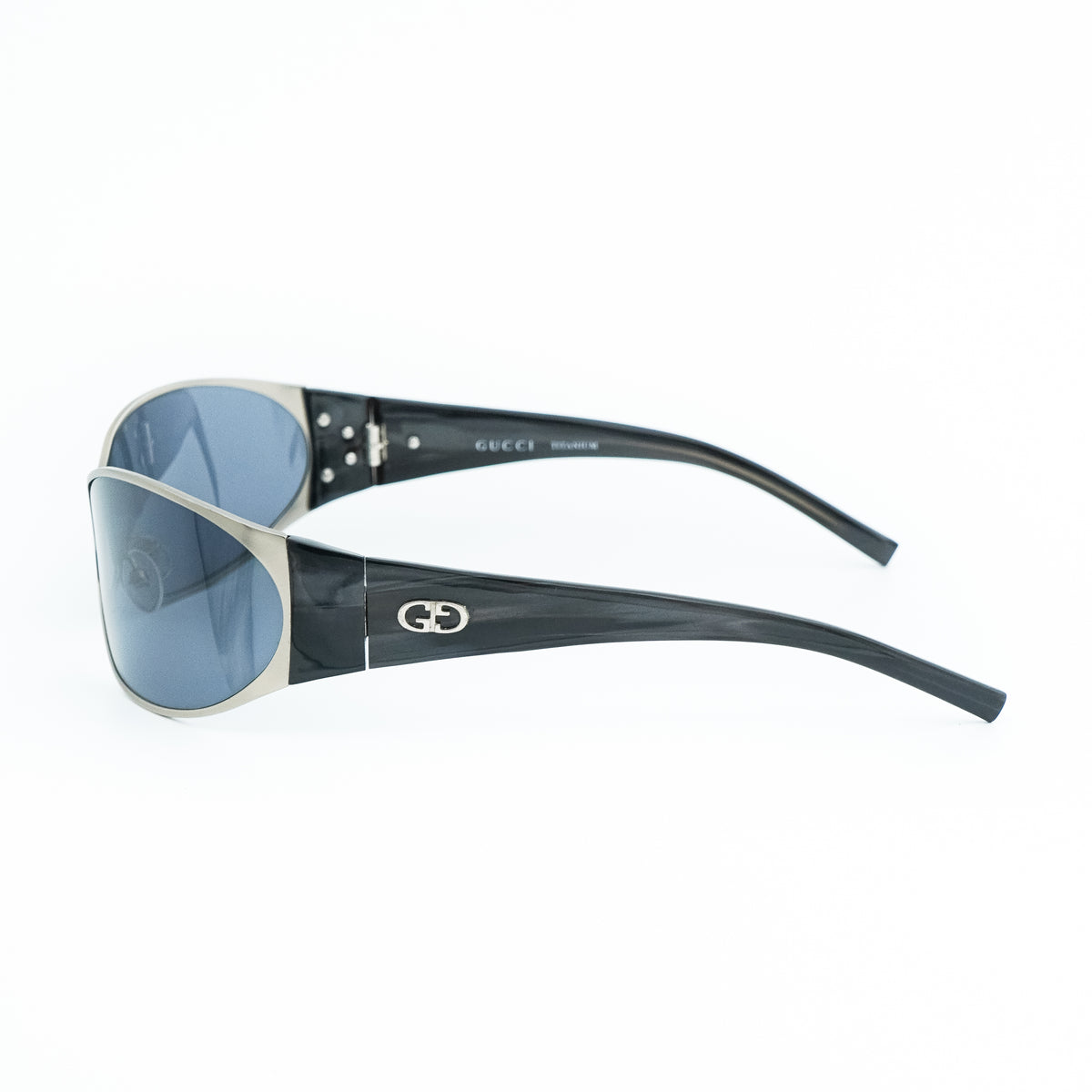 Gucci GG 2699 Titanium Black Silver Oval Sunglasses Vintage