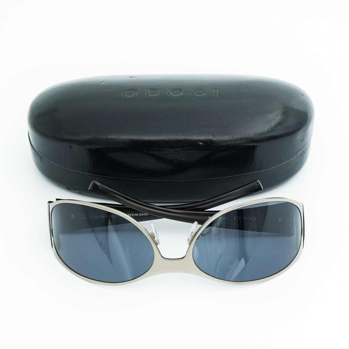 Gucci GG 2699 Titanium Black Silver Oval Sunglasses Vintage