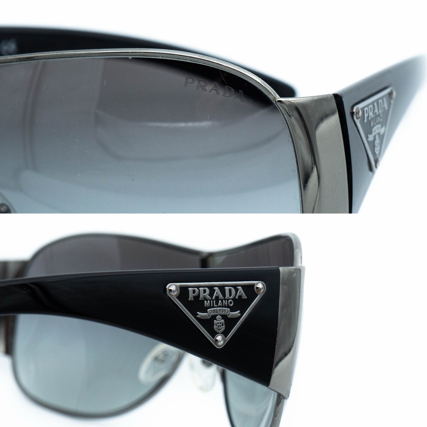 PRADA SPR57L Women Shield Mask Black Sunglasses Vintage