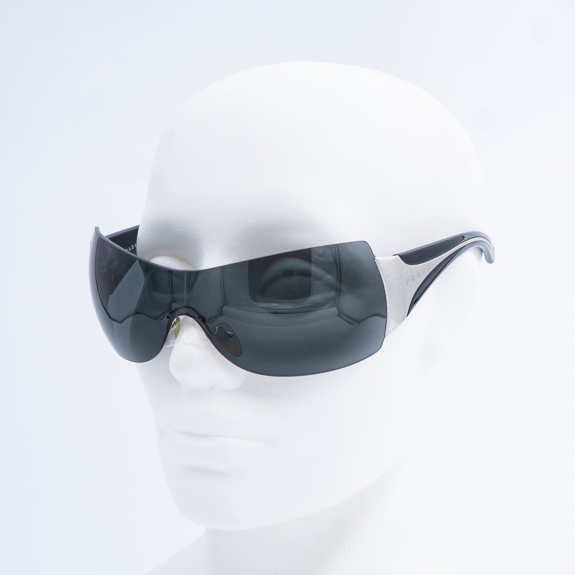 PRADA SPR04I RAM3875AA Black Shield Mask Sunglasses Vintage