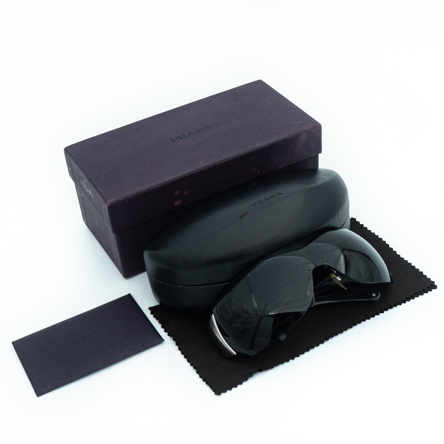 PRADA SPR04I RAM3875AA Black Shield Mask Sunglasses Vintage