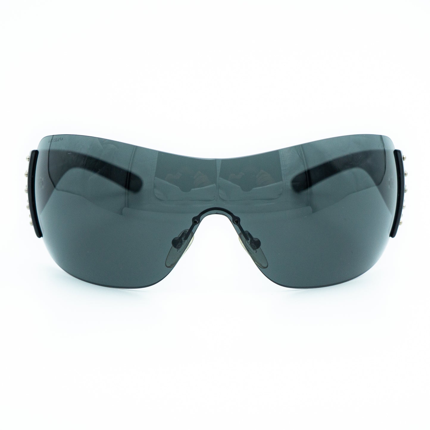 PRADA SPR29L Black Shield Oversized Mask Sunglasses Vintage