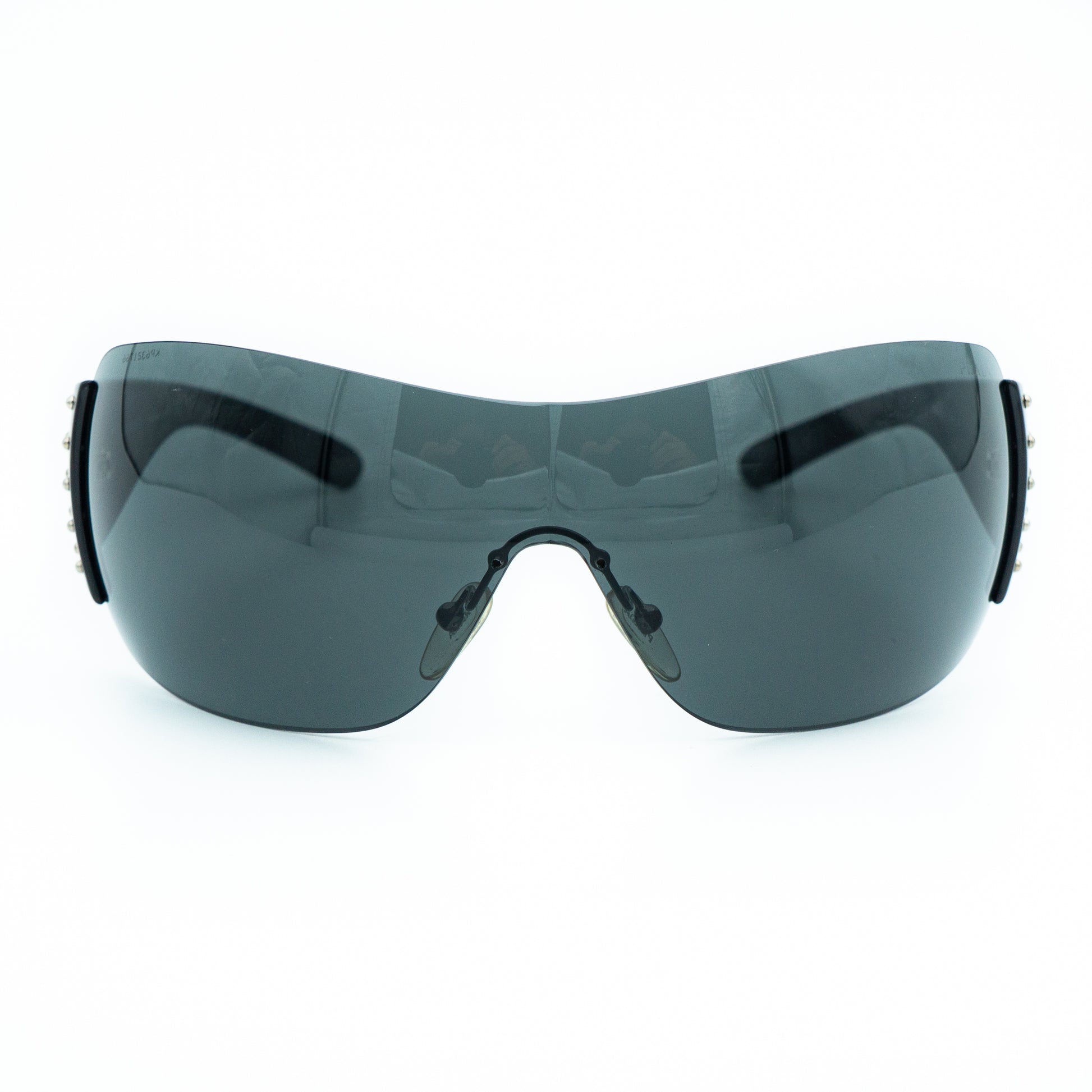 PRADA SPR29L Black Shield Oversized Mask Sunglasses Vintage