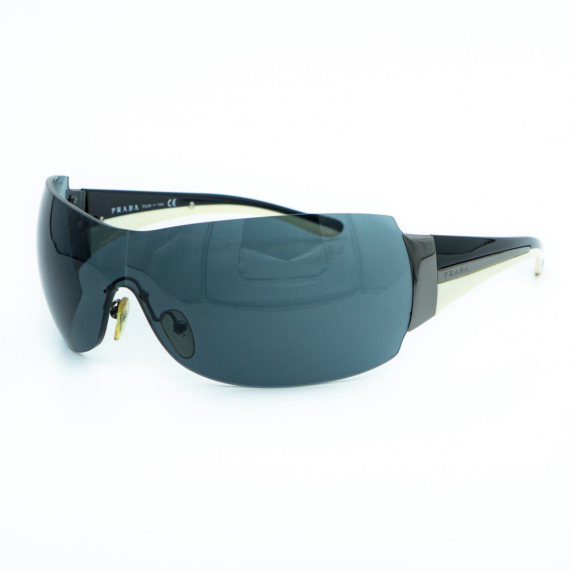 PRADA SPR54G Black Silver Shield Mask Sunglasses Vintage