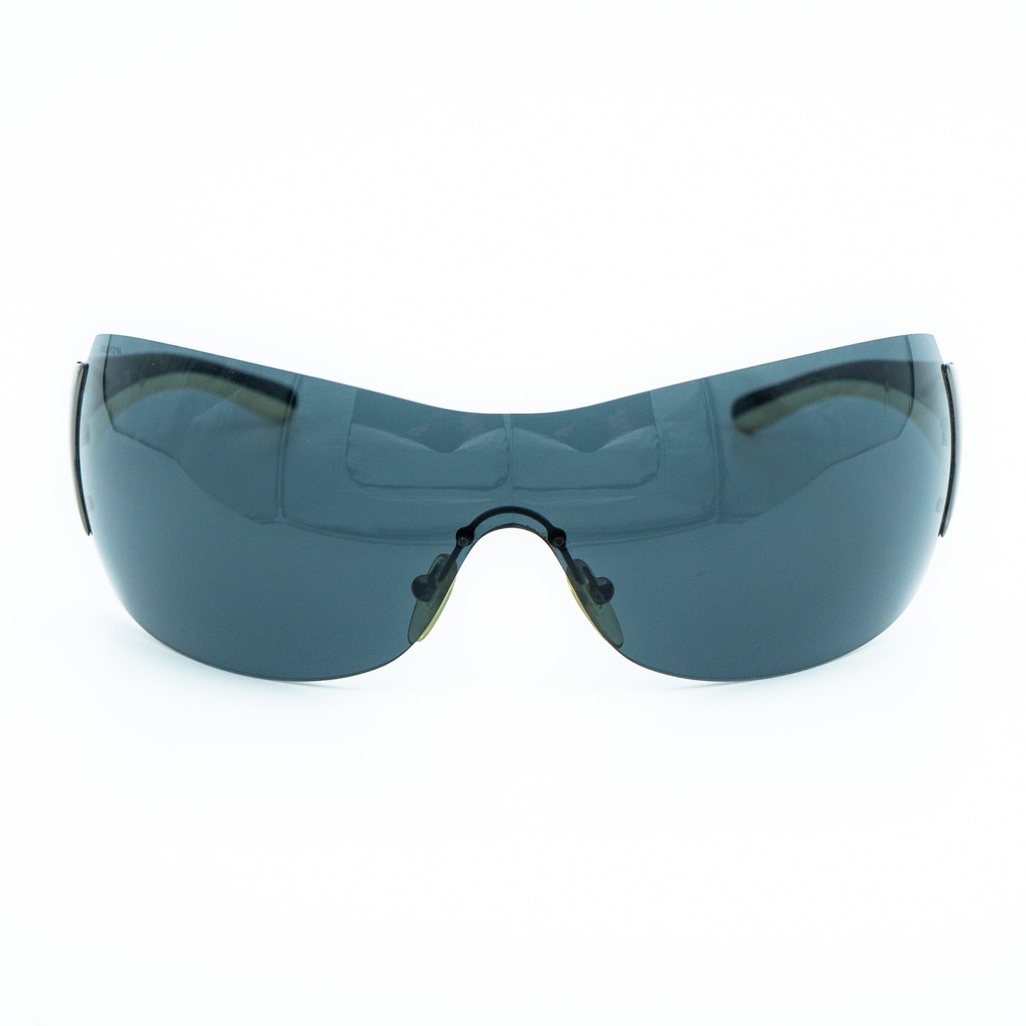PRADA SPR54G Black Silver Shield Mask Sunglasses Vintage