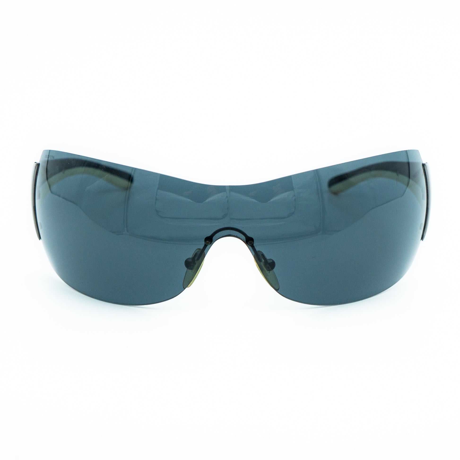 PRADA SPR54G Black Silver Shield Mask Sunglasses Vintage