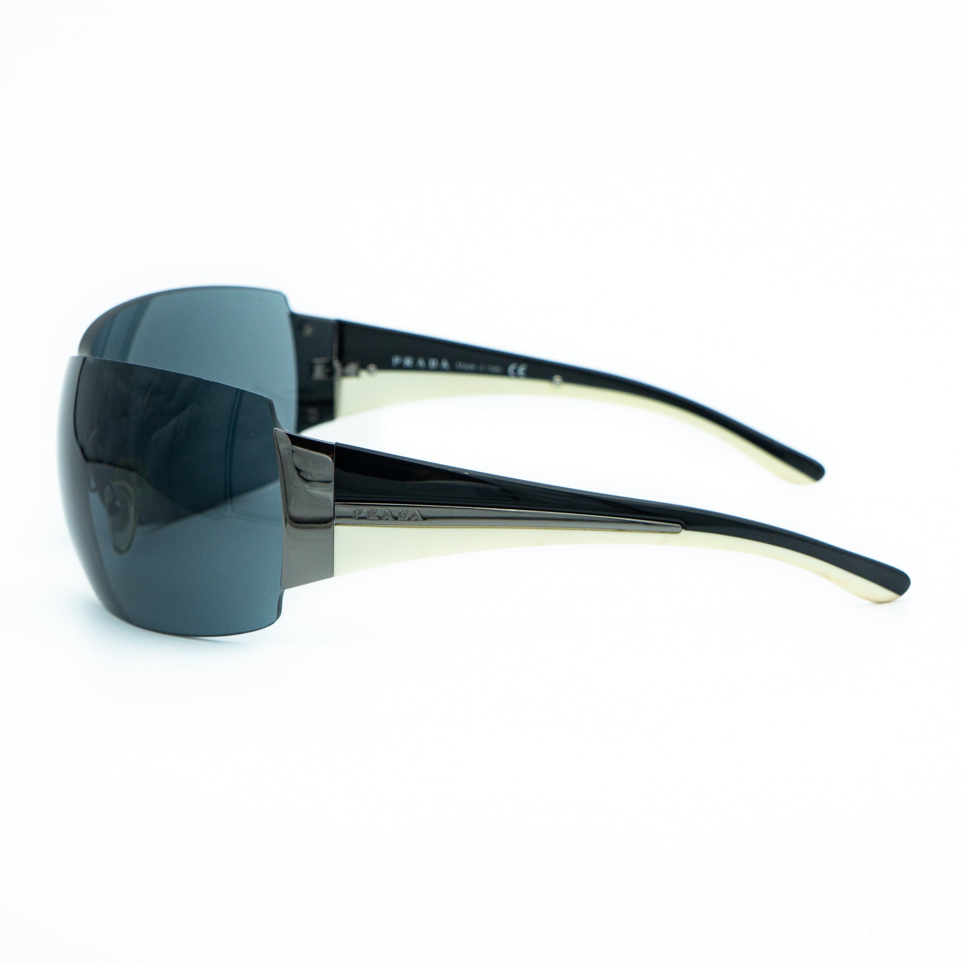 PRADA SPR54G Black Silver Shield Mask Sunglasses Vintage