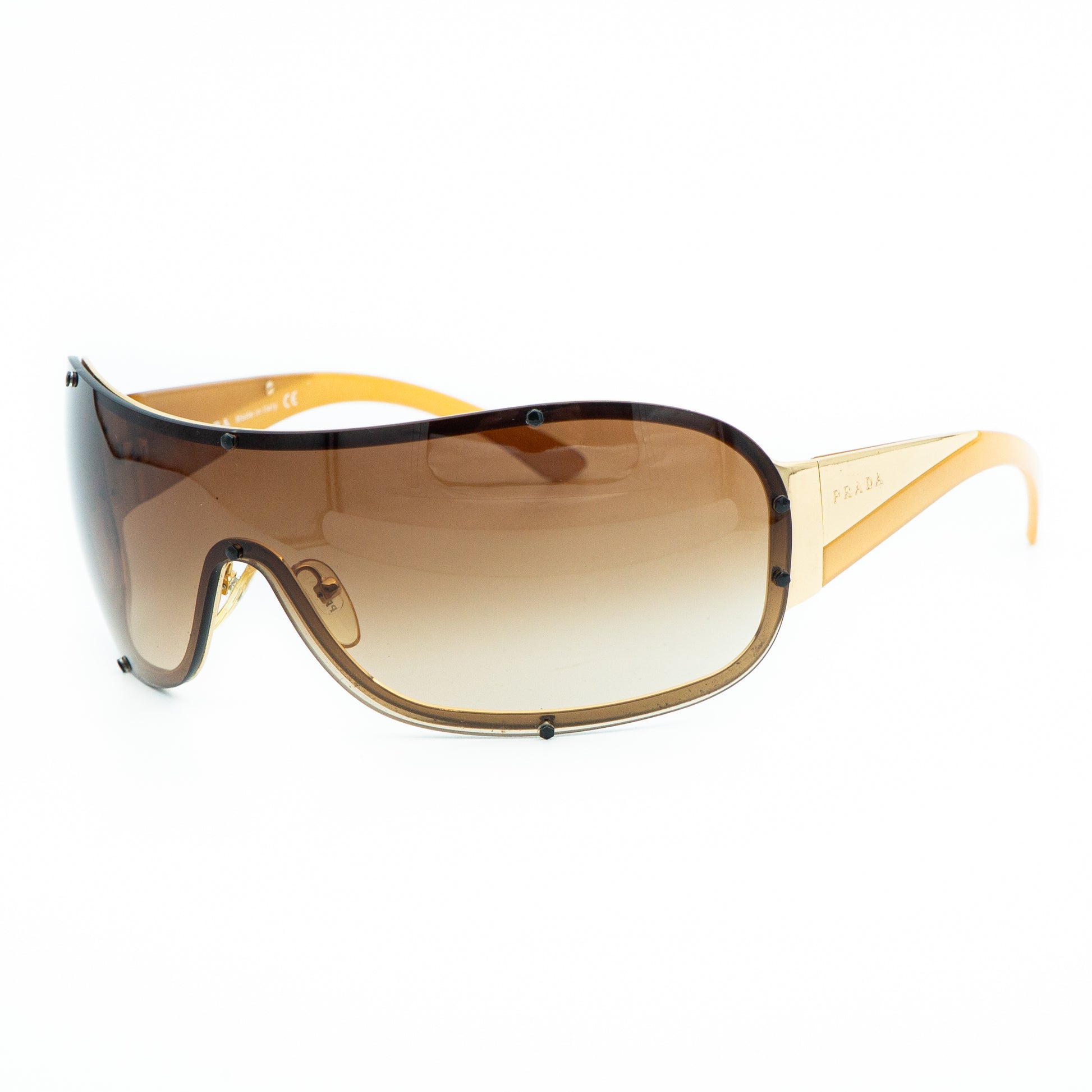 PRADA SPR63H Gold Shield Mask Sunglasses Vintage